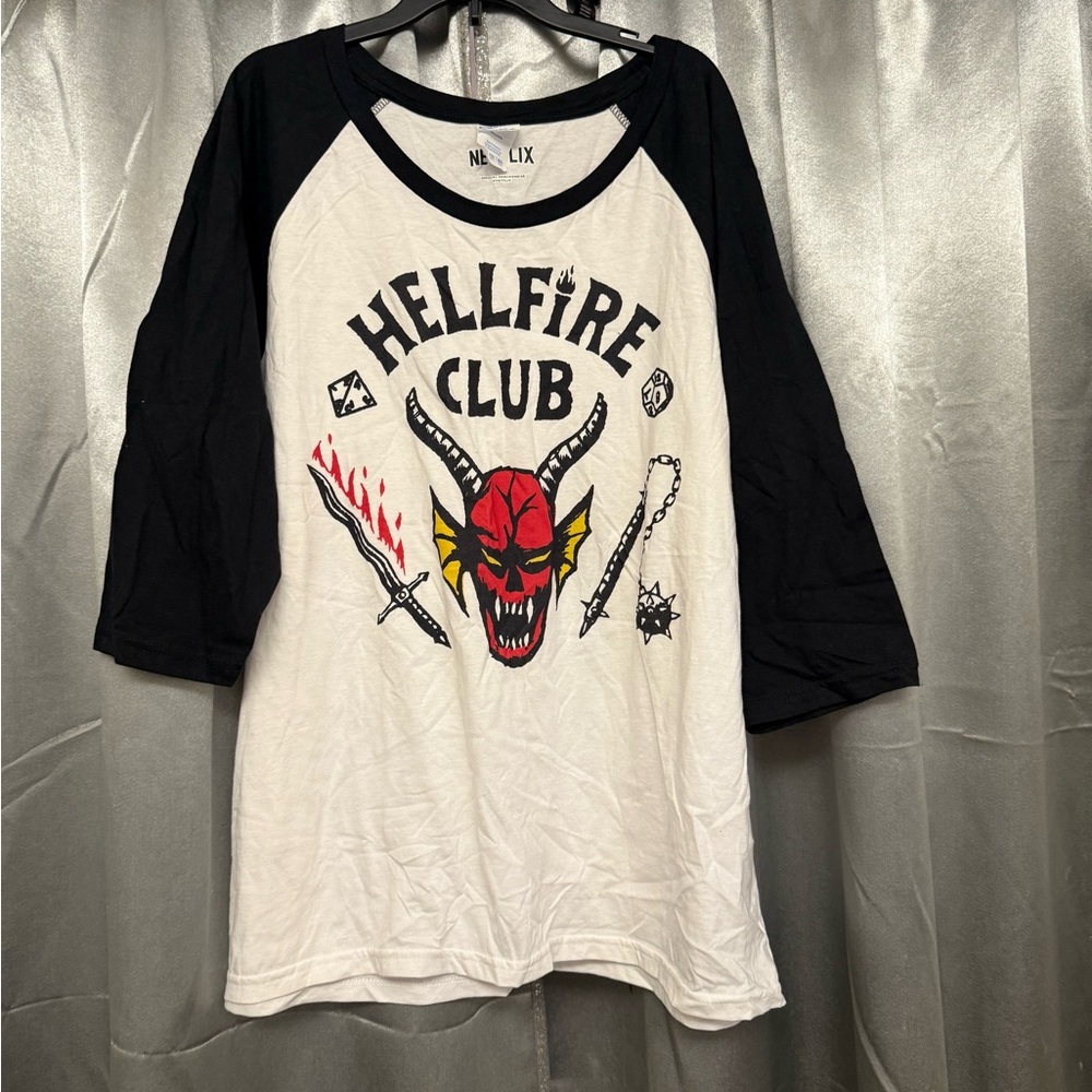 Womens Hellfire Club Raglan Shirt - Black & White